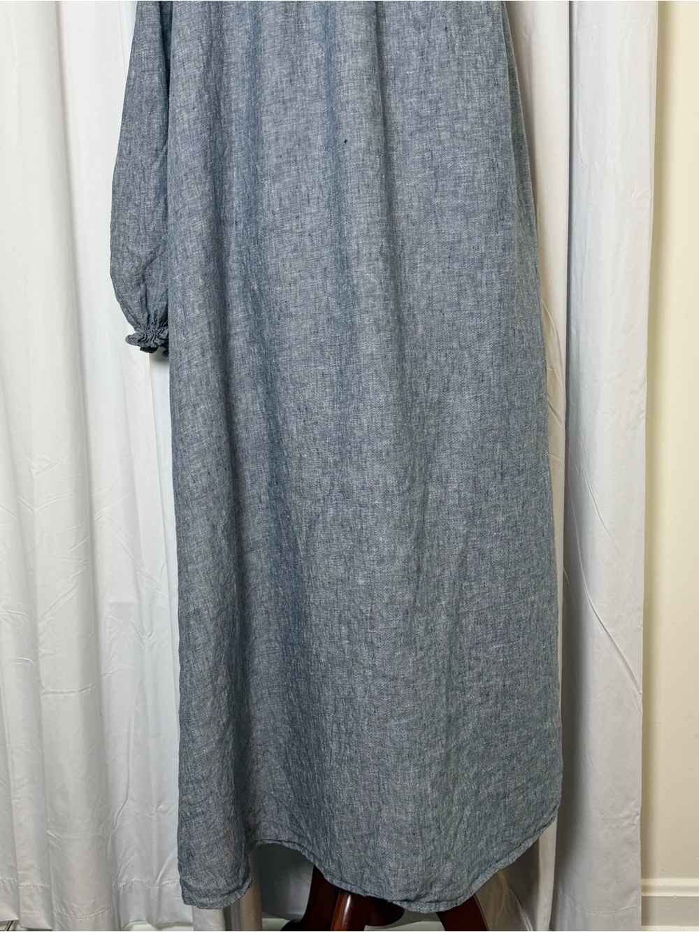 Lake Milly One Shoulder 100% Linen Midi Dress Medium Navy Oversized Pockets - Picture 9 of 12